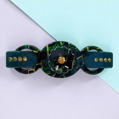Elegant Flower & Stone Hair Barrette