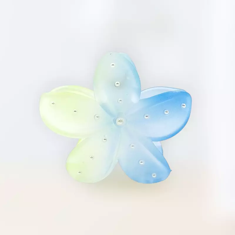 Gradient Flower Hair Claw Clip | Blue & Lime Green Floral Hair Accessory