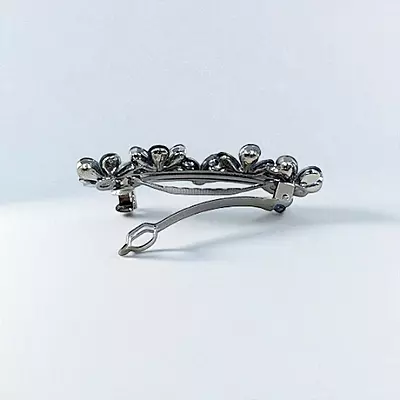 Elegant Floral Barrette Hair Clip with Crystals & Pearls