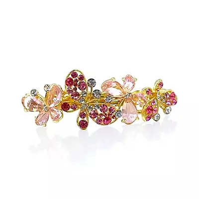 Sparkling Butterfly & Floral Crystal Hair Barrette