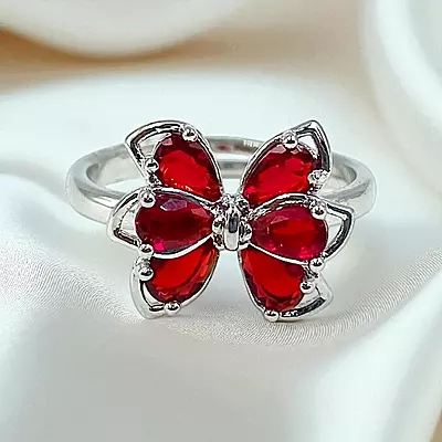 Elegant Butterfly Ring | Adjustable Silver-Plated Statement Jewelry
