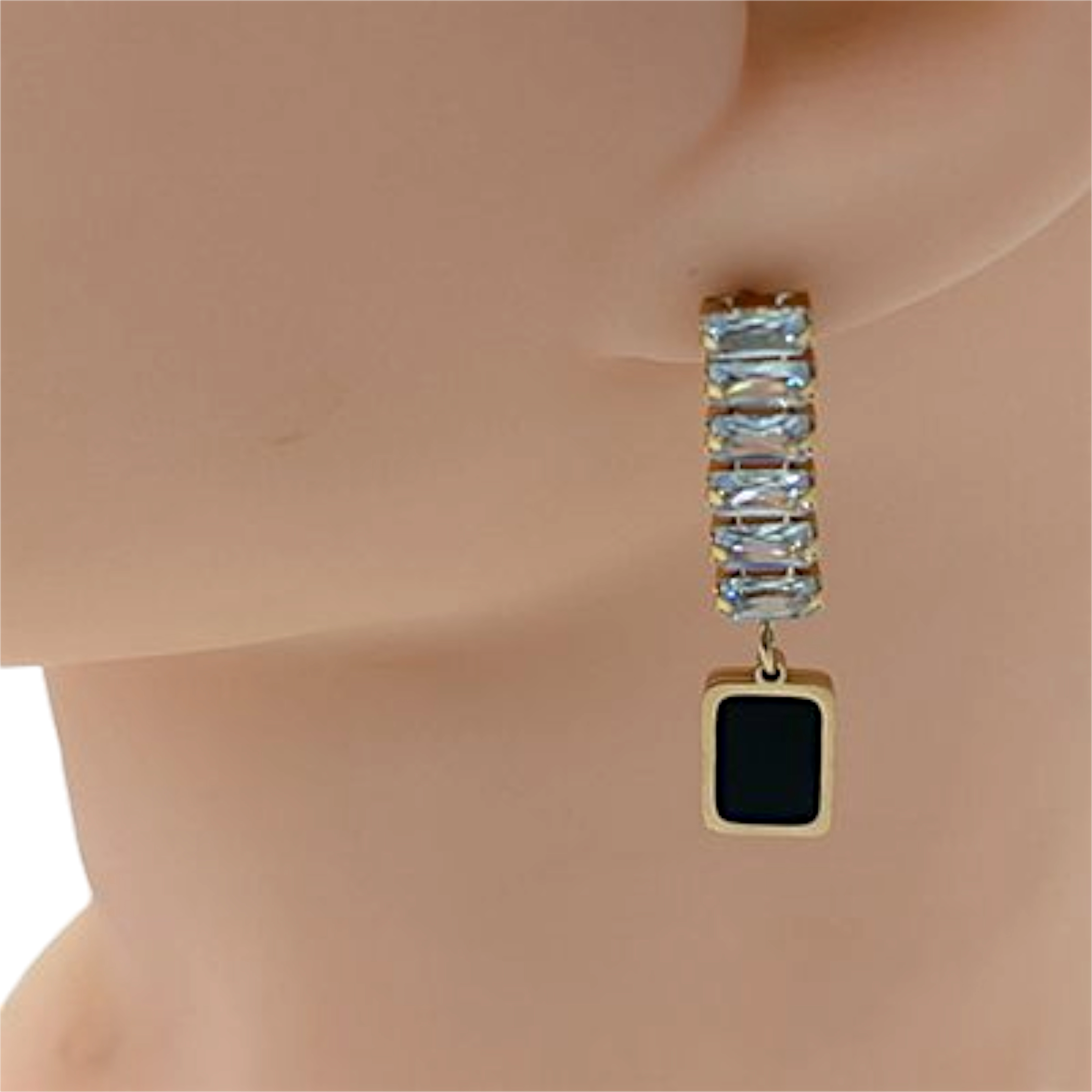 Elegant Drop Earrings with Zircon Stones