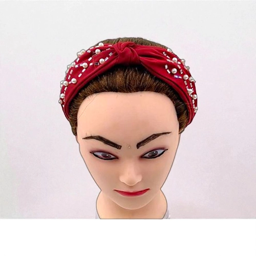 Elegant Pearl & Rhinestone Turban Knot Headband