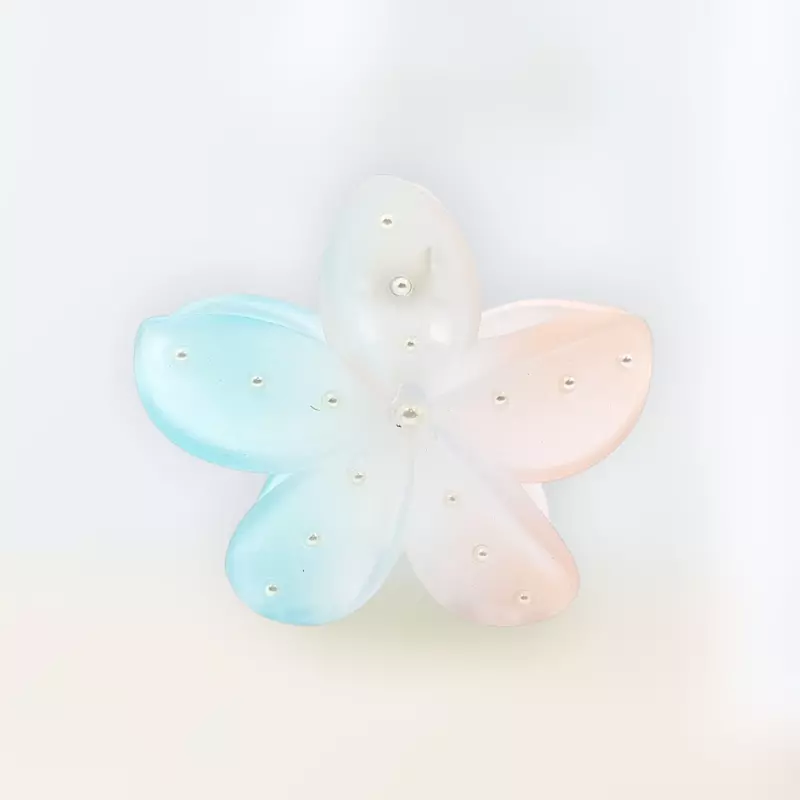 Gradient Flower Hair Claw Clip | Pastel Blue & Peach Floral Hair Accessory