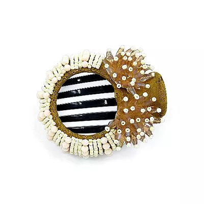 Chic Stripe Hair Claw Clip with Beaded Embellishments