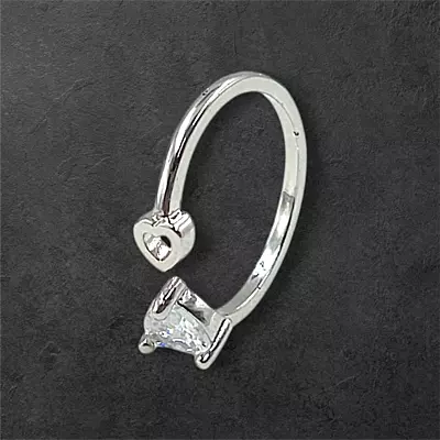 Heart Gemstone Adjustable Ring | Silver-Plated Statement Jewelry