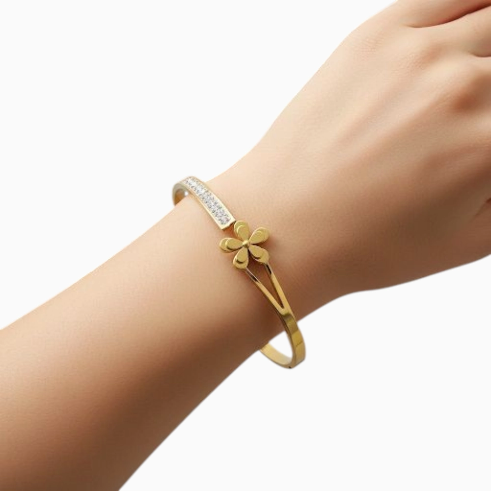 Elegant Flower Designed Anti-Tarnish Bangle