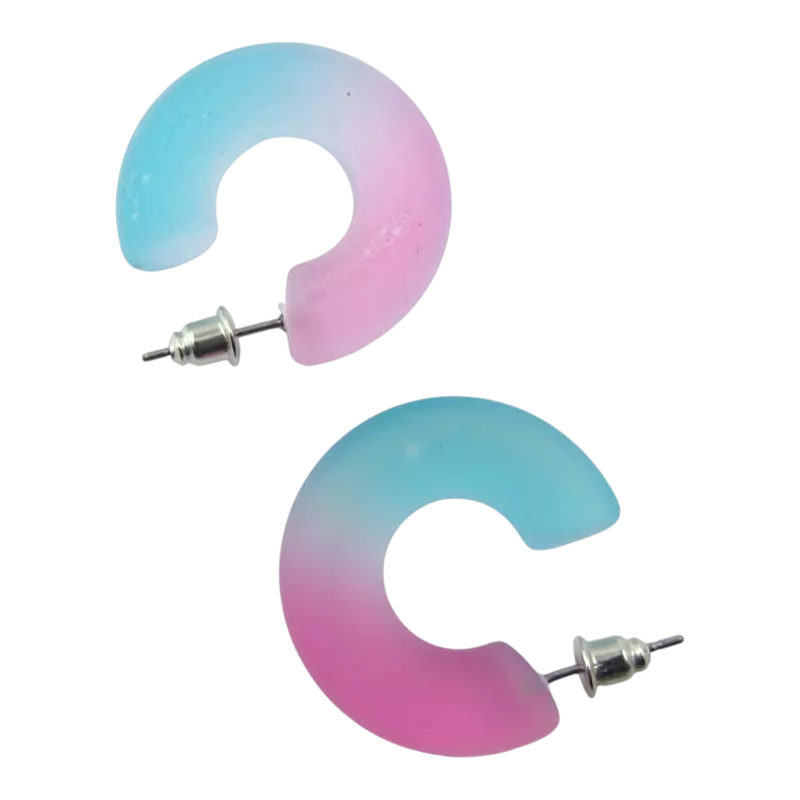 Trendy Ombre Half Hoop Earrings