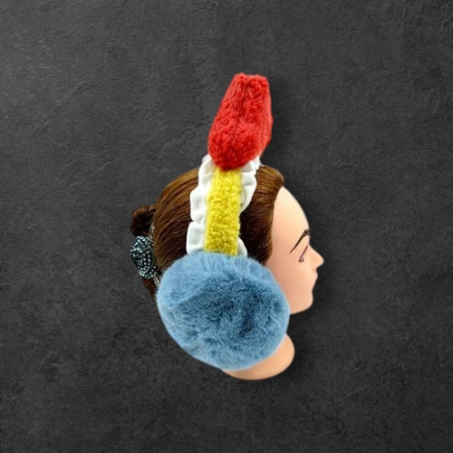 Colorful Plush Earmuff Headband | Fun Winter Ear Warmers with Knitted Top