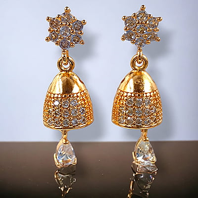 Golden Flower Jhumka Earrings