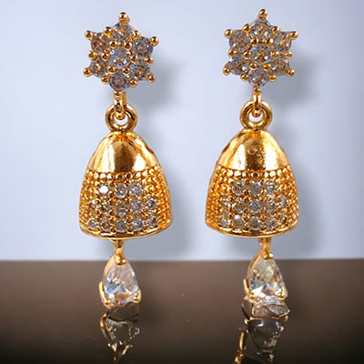 Golden Flower Jhumka Earrings