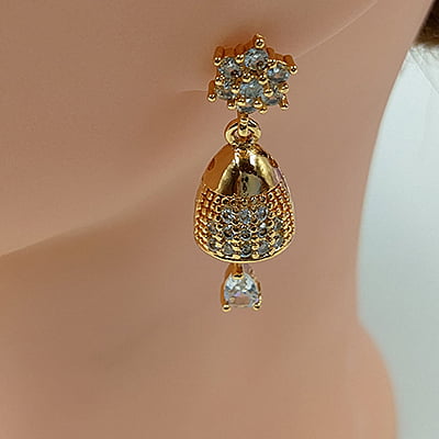 Golden Flower Jhumka Earrings