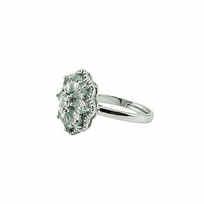 Stunning Flower Cluster Ring with Green Gemstones