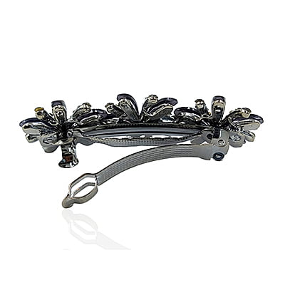 Dark Blue Line Crystal French Barrette