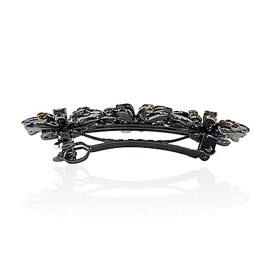 Dark Blue Line Crystal French Barrette